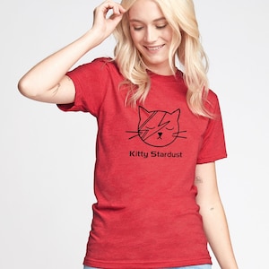 Kitty Stardust Bowie tshirt, cat lover unisex t shirt, Ziggy music fan gift