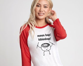 Cute bibimbap Korean food t shirt, kawaii rice bowl tshirt, gift for foodie, chef