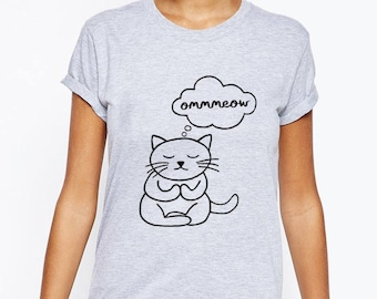 Om Meow yoga cat t-shirt unisex tee kitty meditation namaste zen kitten