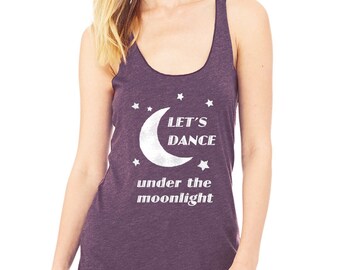 LET'S DANCE tank top moon stars moonlight racerback sleeveless shirt