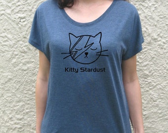 Kitty Stardust t-shirt loose fit tee top ziggy kitten cat