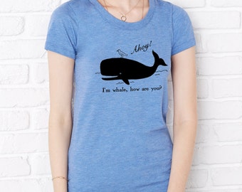 Ahoy I'm Whale bird seagull FITTED tee tshirt t shirt vintage scoopneck tee