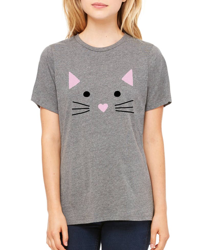 Cute CAT Face T-shirt Mens Tee Unisex Kitty Kitten Lover Heart | Etsy
