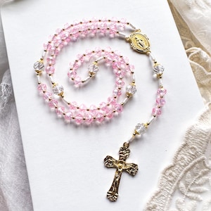 Pink Catholic Rosary |  Miraculous Medal | Gold Italian Medal | Beautiful Handmade Gift | Blessed Mother | Charity Rosaries