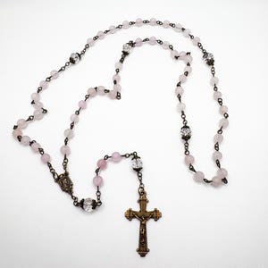 Rose Quartz Rosary | Blessed Mother | Matte Pink | Catholic Prayer Beads | Handmade | Charity Rosaries