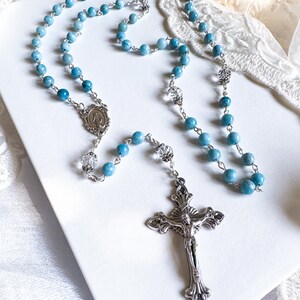 Blue Catholic Rosary | Larimar Quartz |  Italian Medals | Handmade | Catholic Gift | Charity Rosaries