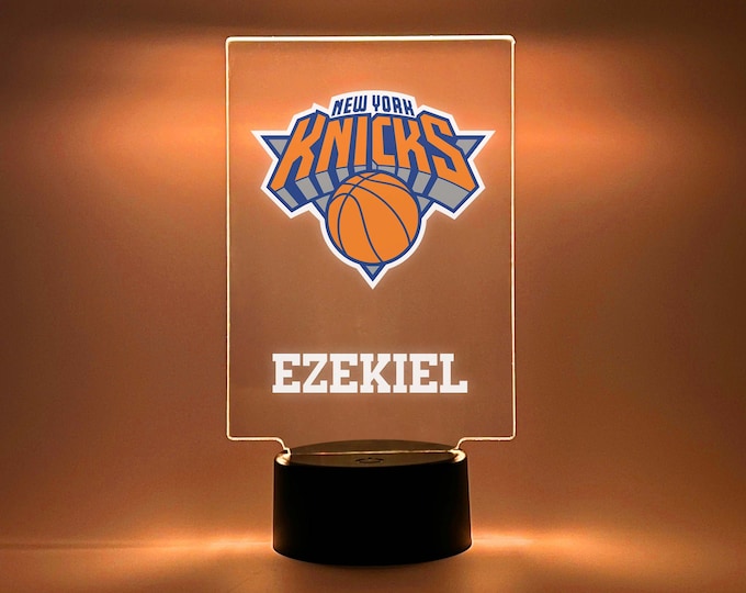 Night Light Up LED Table Desk Lamp American Basketball Fan Sports Team Player Room Decor Personalized FREE Engraved 16 Colors & Remote, Gift