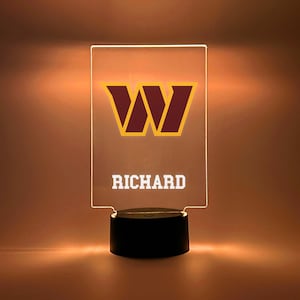 Night Light Up LED Table Lamp American Football Fan Sports Team Player Room Decor Personalized FREE Engraved, 16 Colors With Remote, Gift