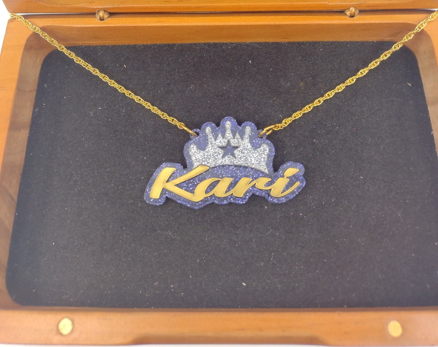 Personalized Princess Crown Necklace & Post Stud Earrings Quality Gold ...