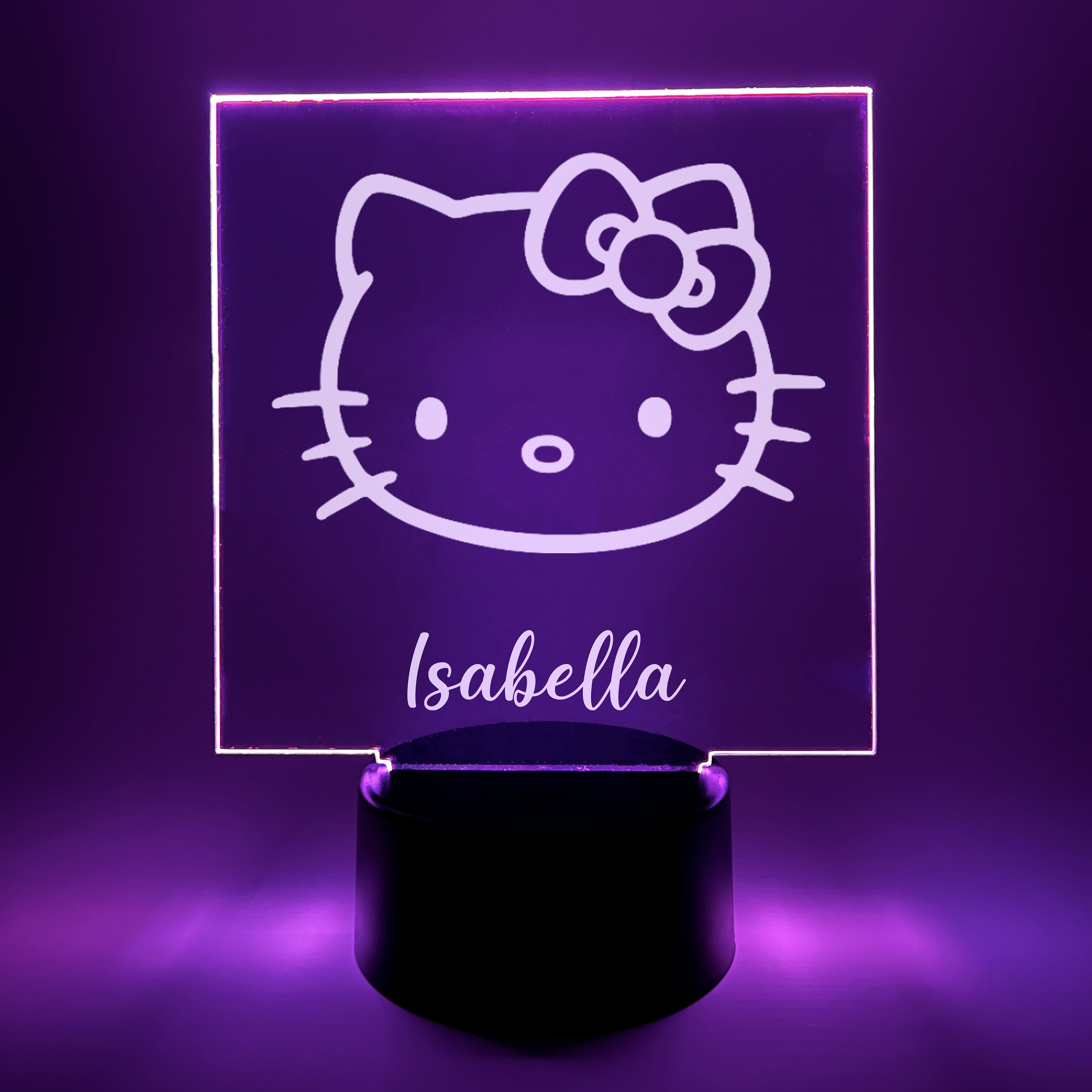Cute Kitty Cat Night Light, Bedroom Decor, Custom Night Light, Kids Room, Hello | Kids Home Room Decor Personalized FREE, 16 Colors LED Gift