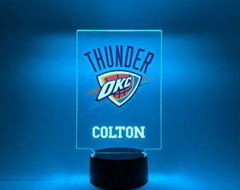 Night Light Up LED Table Desk Lamp American Basketball Fan Sports Team Player Room Decor Personalized FREE Engraved 16 Colors & Remote, Gift