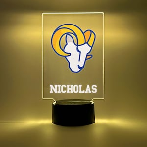 Nachtlicht-LED-Tischlampe American Football Fan Sportspieler Team Raumdekor Personalisierter KOSTENLOSER Name eingraviert, 16 Farben und Fernbedienung, Geschenk