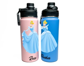 Personalized Name Stainless Steel Insulated Hydro Sports Water Bottle, Drinks Keeps Cold 24 Hours, Easy Carry, Custom Princess Girl Gift