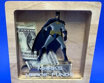 Bat Animal Man Hero Savings Piggy Bank Money Box Stand Boys Kids Bedroom Room Decor, Personalized FREE, Ideal Gift - Teach Savings in Style!