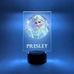 Princess Night Light Up LED Table Lamp Energy Efficient Princess Girls Kids Home Room Decor Personalized FREE Engraved 16 Colors & Remote