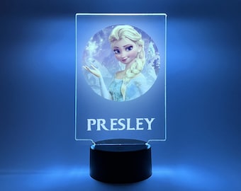 Princess Night Light Up LED Table Lamp Energy Efficient Princess Girls Kids Home Room Decor Personalized FREE Engraved 16 Colors & Remote