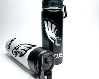 Personalized Name Custom American Pro Football Name Stainless Steel Insulated 18/32oz Hydro Sports Water Bottle, Drinks Keeps Cold 24 Hours