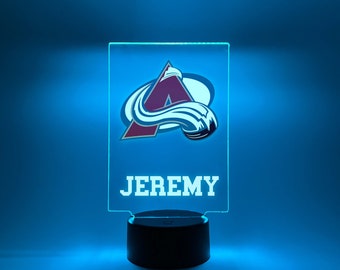 Night Light Up LED Table Desk Lamp American Pro Hockey Player Fan Sports Room Decor Personalized FREE Engraved, 16 Colors & Remote, Gift
