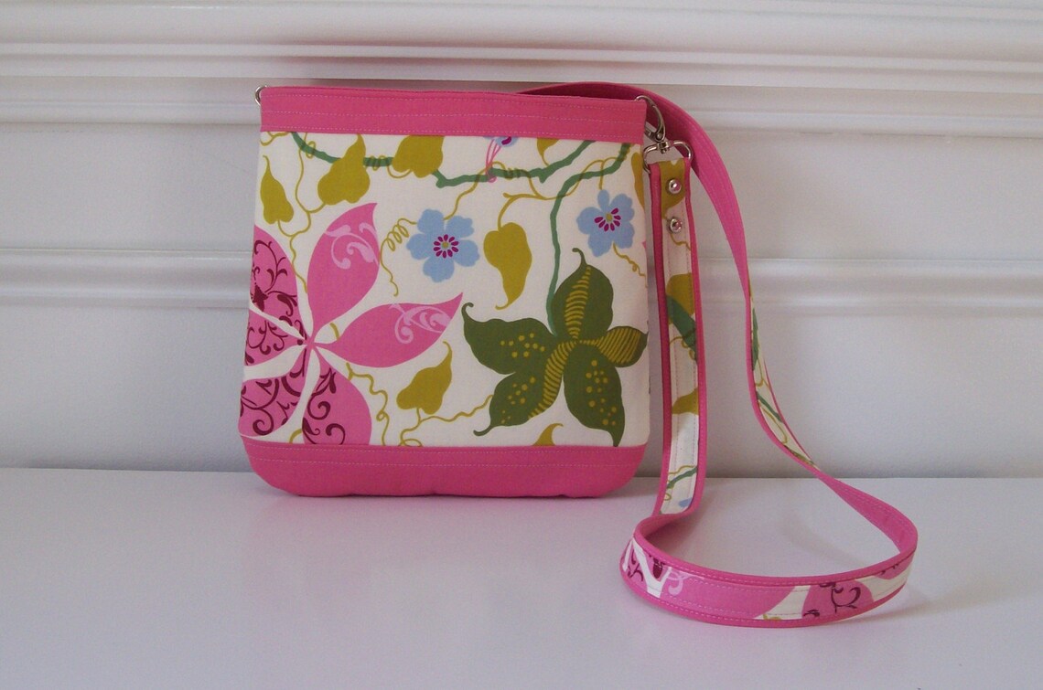 Pink Mixed Floral Two-tone Long Strap Handbag - Etsy