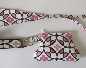 Wristlet and Hair Tie Set in Cotton Canvas Fabric