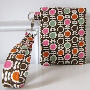Bolsa de pulso com zíper e estampa floral mini estojo