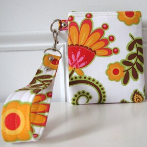 Floral Zipper Wristlet Gadget Pouch