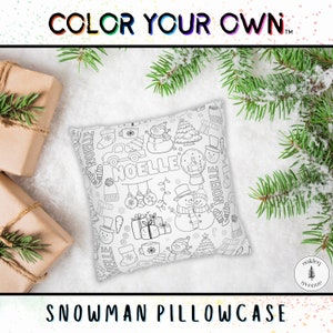 Weihnachten Schneemann Benutzerdefinierte Kissenbezug Färben Sie Ihr eigenes Kissen Personalisierte Geschenke Urlaub Färbung Aktivitätsgeschenk für Enkel Kinder Xmas Abend Aktivität
