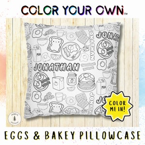 Eier & Bakey Benutzerdefinierte Farbe auf Dekokissen Färbung Aktivität Personalisierter quadratischer Kissenbezug Frühstück Speck Kissen vorgetäuscht Geburtstagsgeschenke