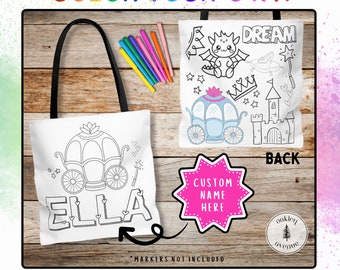Bolsa para colorear princesas - Bolsa personalizada para colorear - Colorea tu propia bolsa