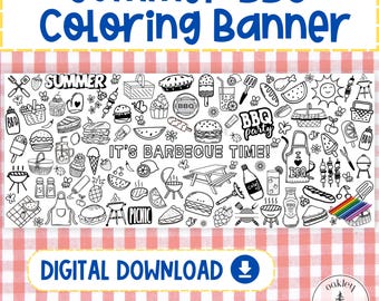 Personalized Coloring Banner Digital Download - Block Party Activity - Family Reunion Games