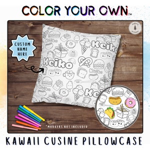 Kawaii Küche Farbe Auf Kissenbezug Färbung Benutzerdefinierte Kissenbezug Farbe Ihre eigenen Kinder Kunstprojekte Erwachsene Färbung Handwerk Geschenke für Enkelkinder