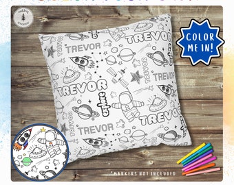 Space Custom Coloring Pillowcase Personalized Color On Pillow Sham Color Your Own Pillow Toddler Activity Kids Crafts Birthday Party Favors