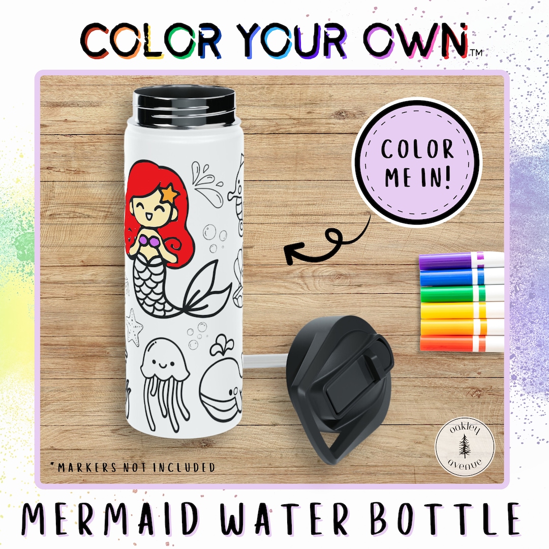 Color Your Own Water Bottle - Little Mermaid (Small Size) main image 1