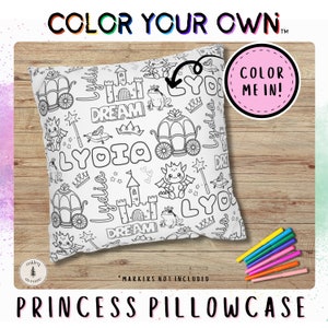 Prinzessin Benutzerdefinierte Farbe Auf Dekokissen Personalisierte Geburtstag Party Favor Farbe Ihr Eigener Kissenbezug Für Mädchen Schlafzimmer Dekor Kinder Bday Aktivität