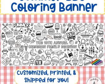 Giant Summer Coloring Banner - Family Reunion Party Games - Block Party Activities