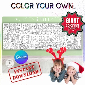 Weihnachten Banner Ausmalbilder Digital Download Riesen Malseite Herbst Klasse Art Projekt Schule Party Liefert Kinder Klassenzimmer Spiele