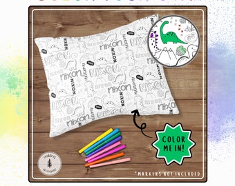 Activité de coloriage dinosaure taie d'oreiller Colorez votre propre taie d'oreiller dinosaure DIY Artisanat personnalisé cadeau de fête d'anniversaire cadeau personnalisé pour petits-enfants