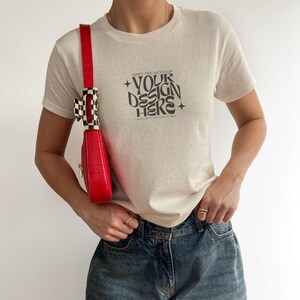 90s Baby Tee Mockup // Coquette Baby Tee Mockups, Baby Tee Mockup G 5000b Natural, Y2K Baby Tee Mockup, Baby Tee Mockup Gildan 5000b Natural
