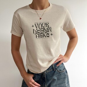 90s Baby Tee Mockup // Coquette Baby Tee Mockups, Baby Tee Mockup G 5000b Natural, Y2K Baby Tee Mockup, Baby Tee Mockup Gildan 5000b Natural