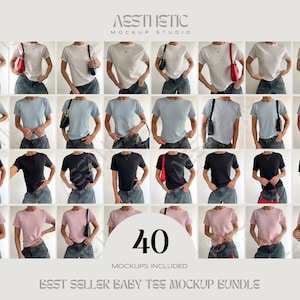 Baby Tee Mockup Bundle // 90s Baby Tee Mockup, Gildan 5000b Tshirt Mockup Bundle, y2k Baby Tee Mockup, Simple Aesthetic Instagram Mockup