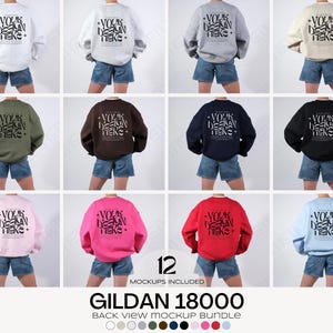 Gildan 18000 Back Mockup Bundle, Sweatshirt Mockup Bundle Print On Demand, Apparel Mockup Bundle, Gildan Mockup Bundle Instant Download