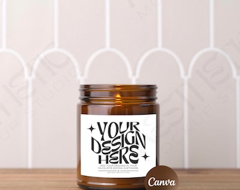 Amber Jar Candle Mockup: Printify Soy Candle (Canva)