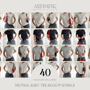 Baby Tee Mockup Bundle // 90s Baby Tee Mockup, Gildan 5000b Tshirt Mockup Bundle, y2k Baby Tee Mockup, Simple Aesthetic Instagram Mockup