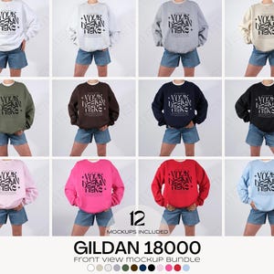 Gildan 18000 Mockup Bundle, Sweatshirt Crewneck Mockup Bundle Print On Demand, Apparel Mockup Bundle, Gildan Mockup Bundle Instant Download