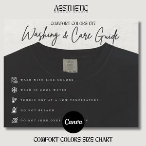 Comfort Colors 1717 Washing Instructions, Comfort Colors Washing, Shirt Care Chart, Shirt Care Chart, C1717 Black Mockup, POD Seller Tools