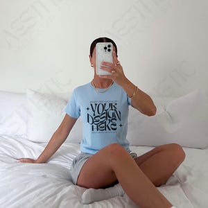 Baby Tee Mockup G 5000b // Womens Blue Baby Tee Mockup, Coquette Baby Tee Mockup, Trendy Mirror Selfie Baby Tee Mockup, Aesthetic Mockup
