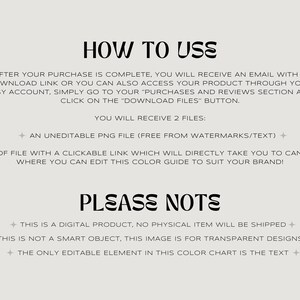 May include: Instructions on how to use and download a digital color guide for transparent designs. The guide includes an uneditable PNG file and a PDF file with a clickable link to Canva.