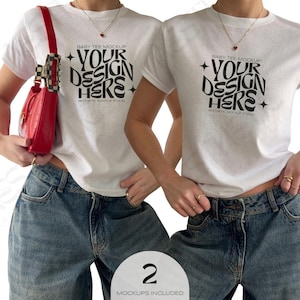 G 5000b Baby Tee Mockup Bundle // 90s Baby Tee Mockup, Gildan 5000b White Tshirt Mockup, y2k Baby Tee Mockup, Aesthetic Instagram Mockup