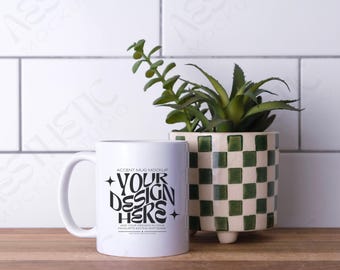 White Accent Mug Mockup: Printify Coffee Mug (JPEG)