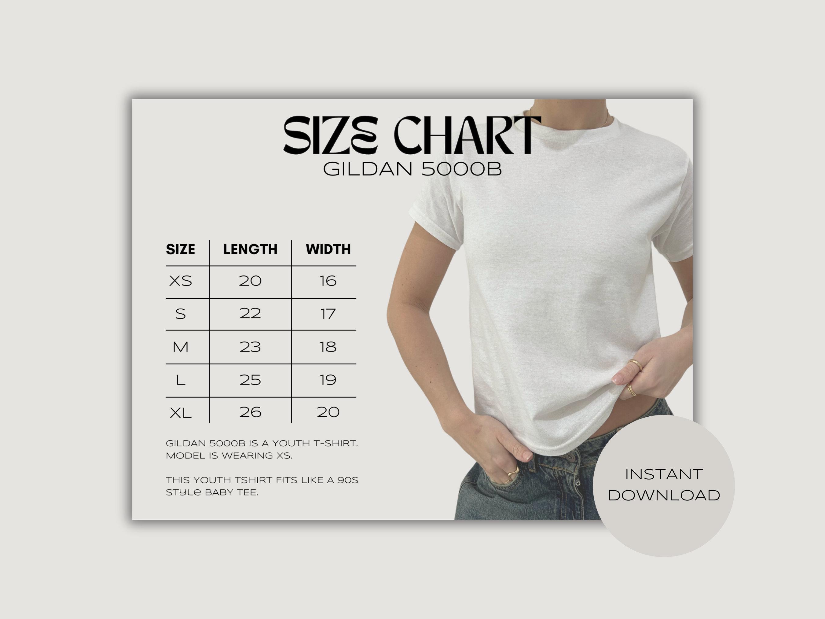 Gildan 5000b Baby Tee Size Chart (digital Download) - Etsy